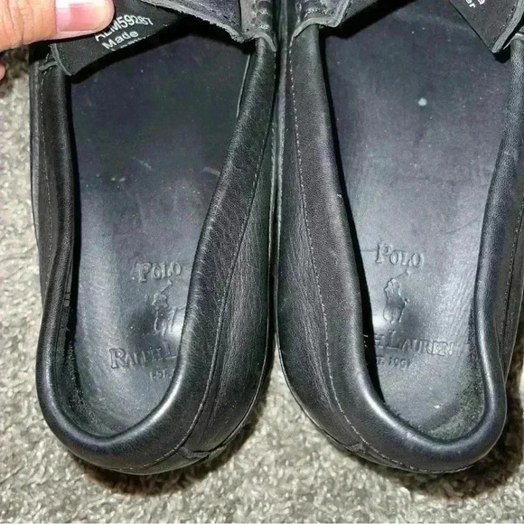 Polo Ralph Lauren Black Men’s Leather Loafers Sz 7D - Picture 5 of 7
